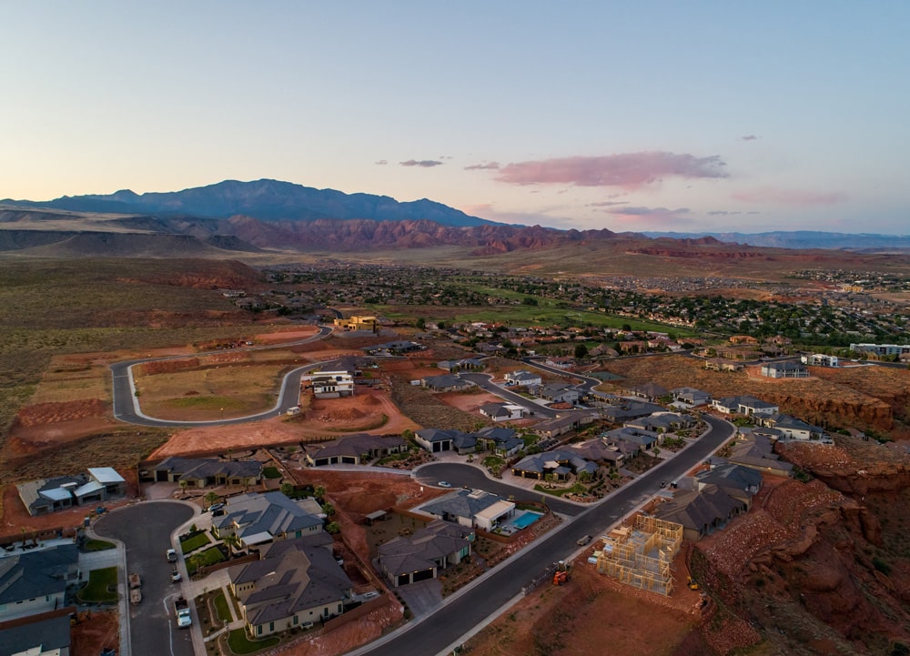 Aerial view of Washington County, Suthern Utah.